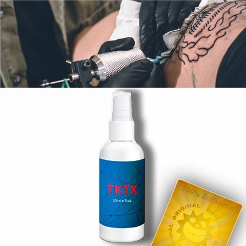 ¿Donde y Por Cuanto conseguir el SPRAY TKTX? 1 Una persona que se ha hecho un tatuaje en la espalda